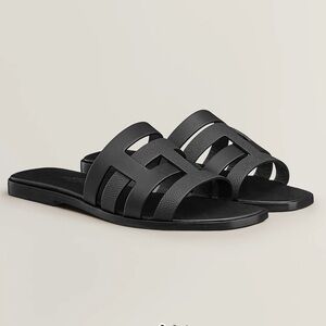 Hermes Calfskin Amore Black Sandals